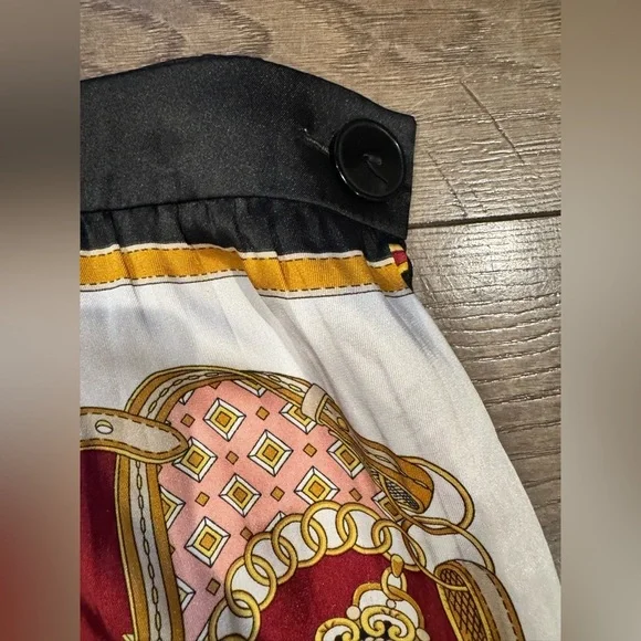 Zara Chain Print Pleated Midi Wrap Skirt, Size L-XL - Picture 13 of 14